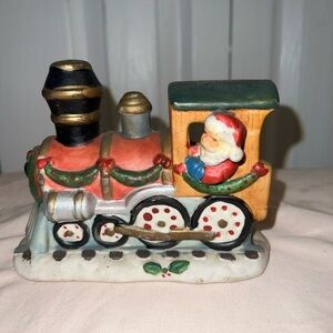 Holiday Santa Train Figurine - Red & Green 3 pieces